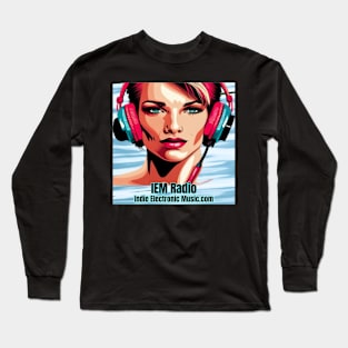 Synthwave Retrowave Girl In Headphones - IEM Radio Design Long Sleeve T-Shirt